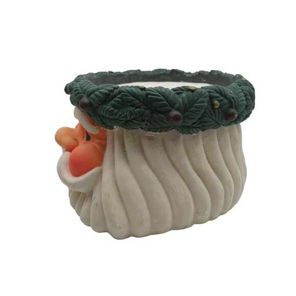 Vintage Ceramic Santa Head Pillar Candle Holder Stand Large - Picture 3 of 7